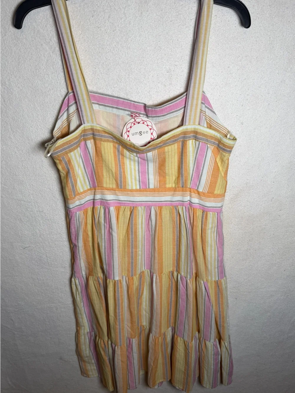 Umgee USA New With Tags Multicolor Stripe Boho Cottagecore Dress Large Cotton